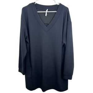 Z by Zella Womens Black Long Sleeve V Neck Sweater Dress with Pockets Athleisure